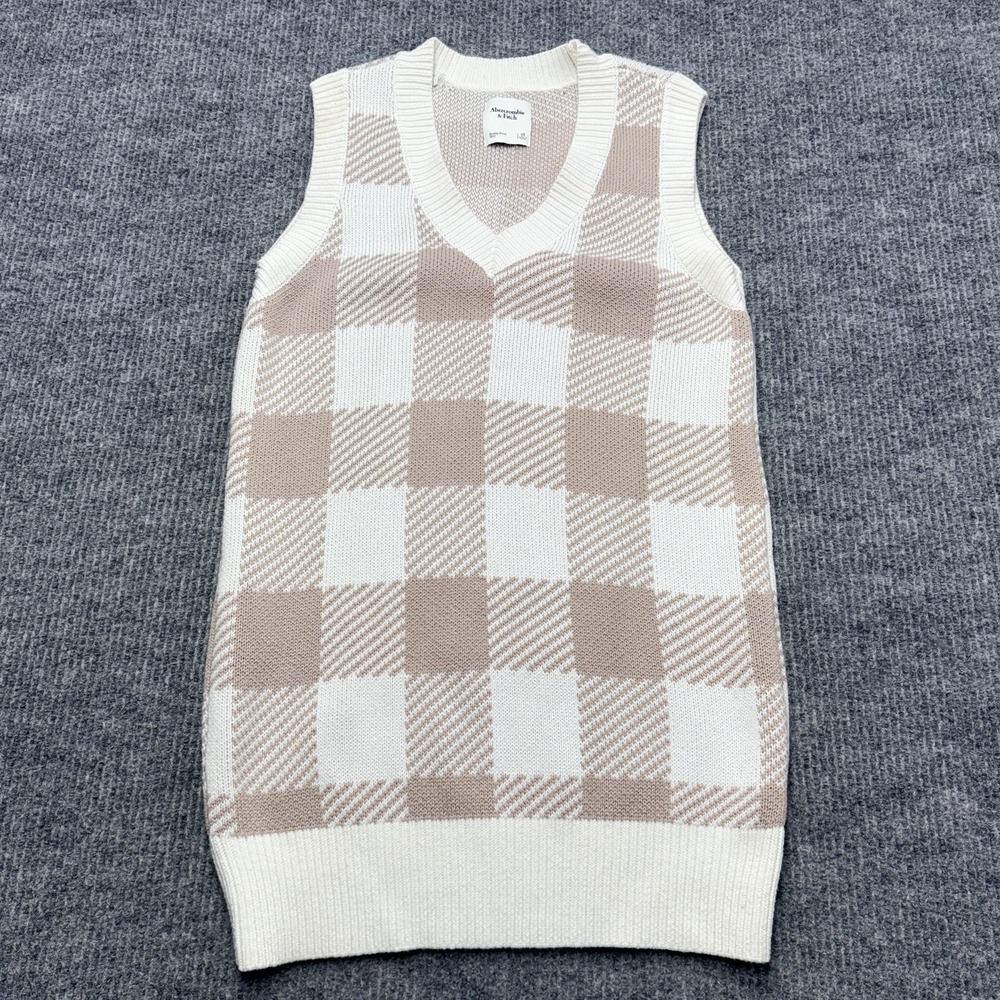 Abercrombie & Fitch Sweater Dress Womens S/T Plaid Sleeveless V Neck Mini